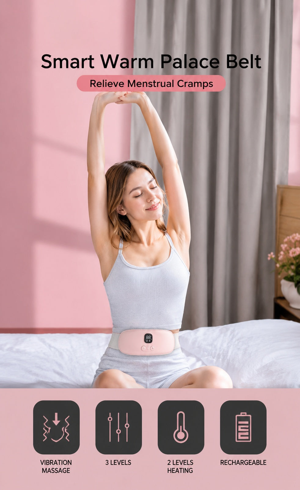 Portable Heating Pad for Period Cramps – Wireless Massage Belt